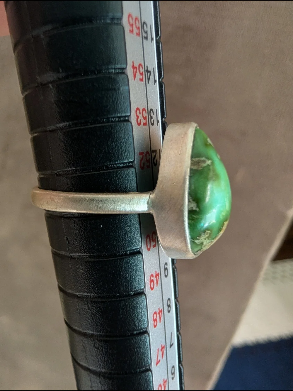 New Sterling Silver Teardrop Royston Turquoise Ring - Vibrant Green Size 6